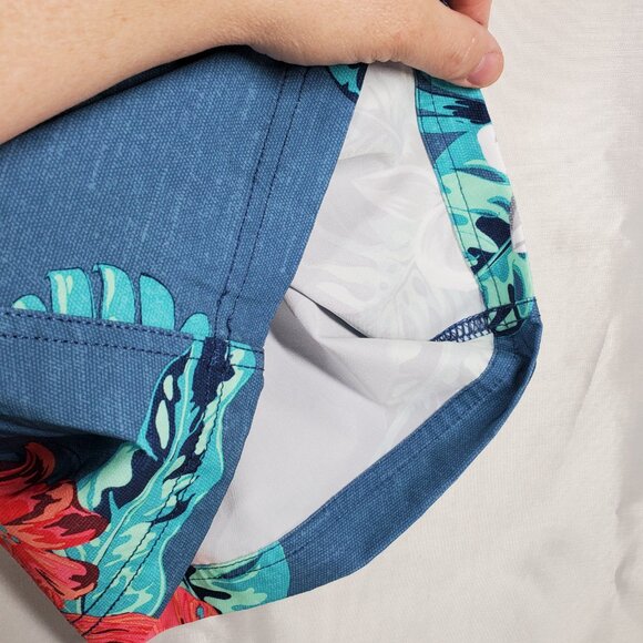 George Board Shorts Hawaiian Tropical Blue Pink Green 3 Pockets Men Sz M (36/38) - Picture 8 of 9